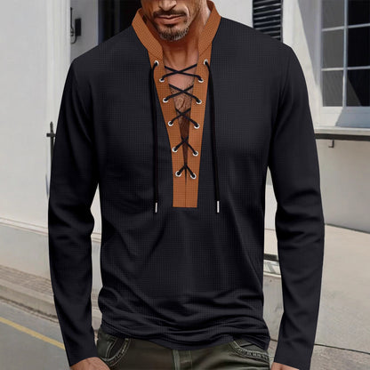 Chemise à manches longues pour hommes avec un design de lacets moderne Chic und Stil
