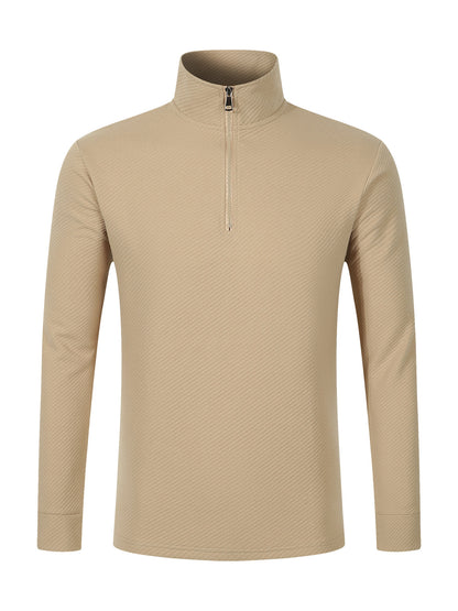 Functional long sleeve pullover for men with half-zip and innovative structural design Chic and Style