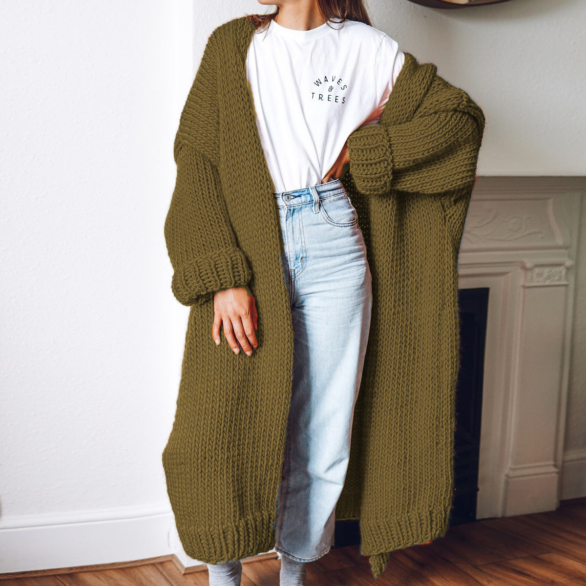 Cardigan long en gros tricot pour femmes avec une coupe décontractée et des manches oversized Chic und Still