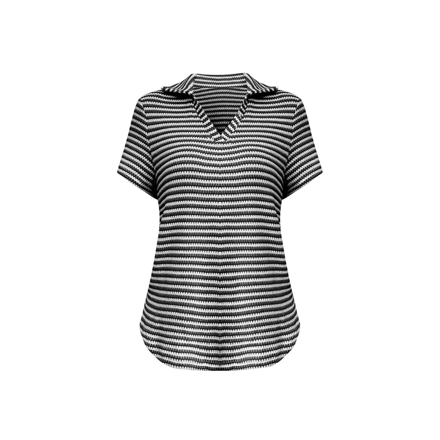 Women short sleeve polo with structured pattern Chic und Stil