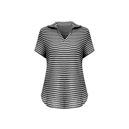 Women short sleeve polo with structured pattern Chic und Stil