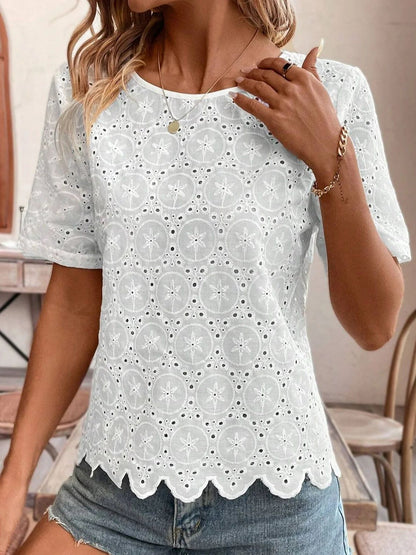 Blouse en dentelle à œillets pour femmes Chic und Stil