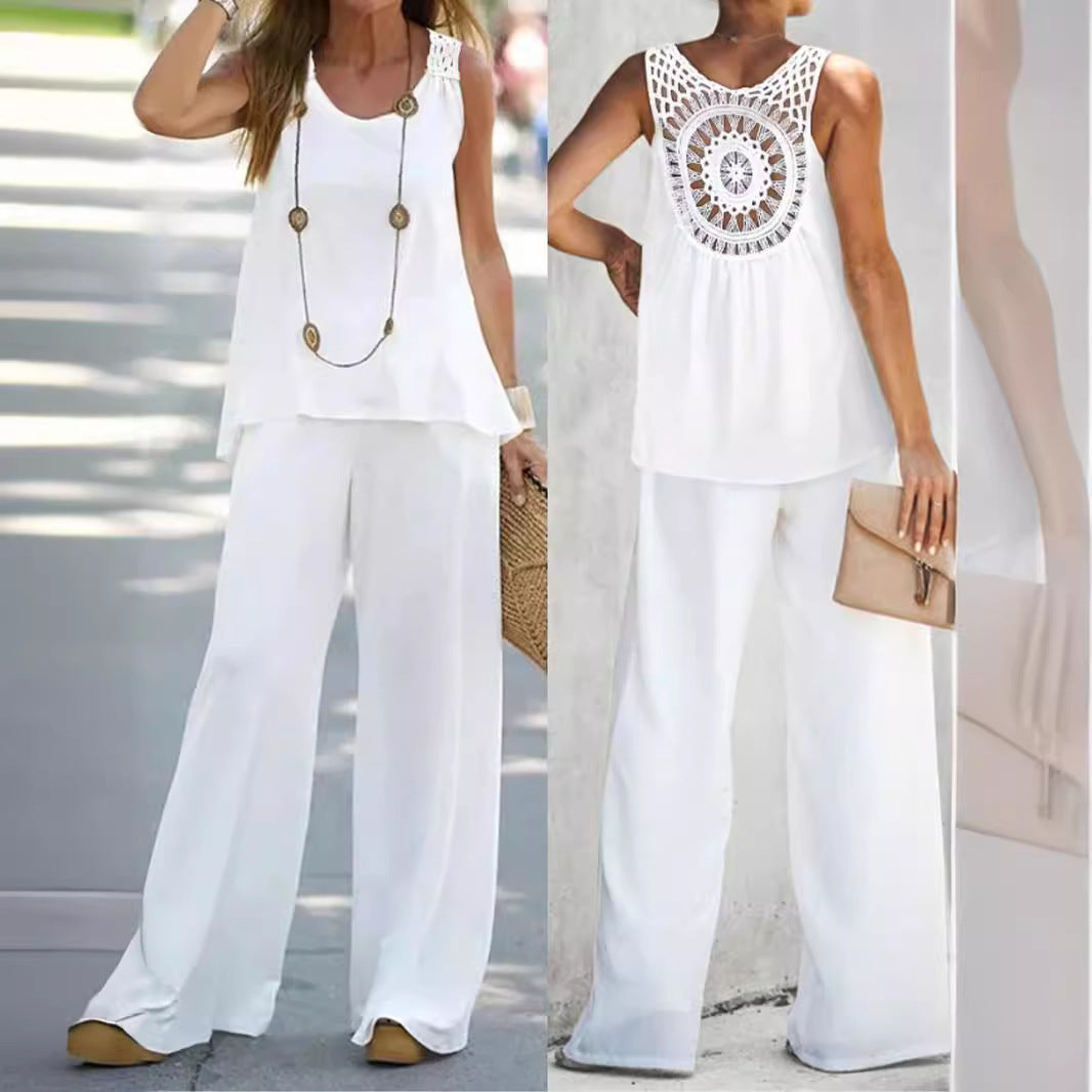 Ladies Relaxed Fit Wide Leg Pants Chic Combination Style