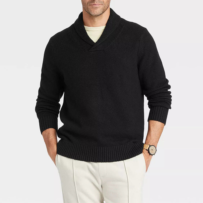 Pull homme avec col châle et design en rib délicat Chic und Stil