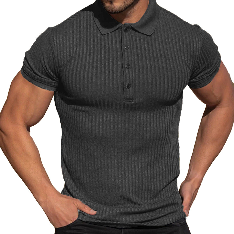 Chemise polo à manches courtes pour hommes en tissu structuré respirant avec col stylé Chic und Stil