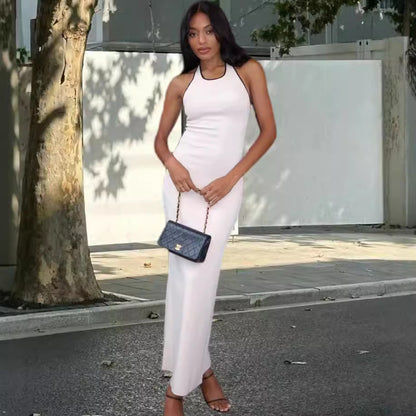 Dames Robe Maxi Élégante avec Décolleté en V Profond et Fente Latérale Chic und Stil