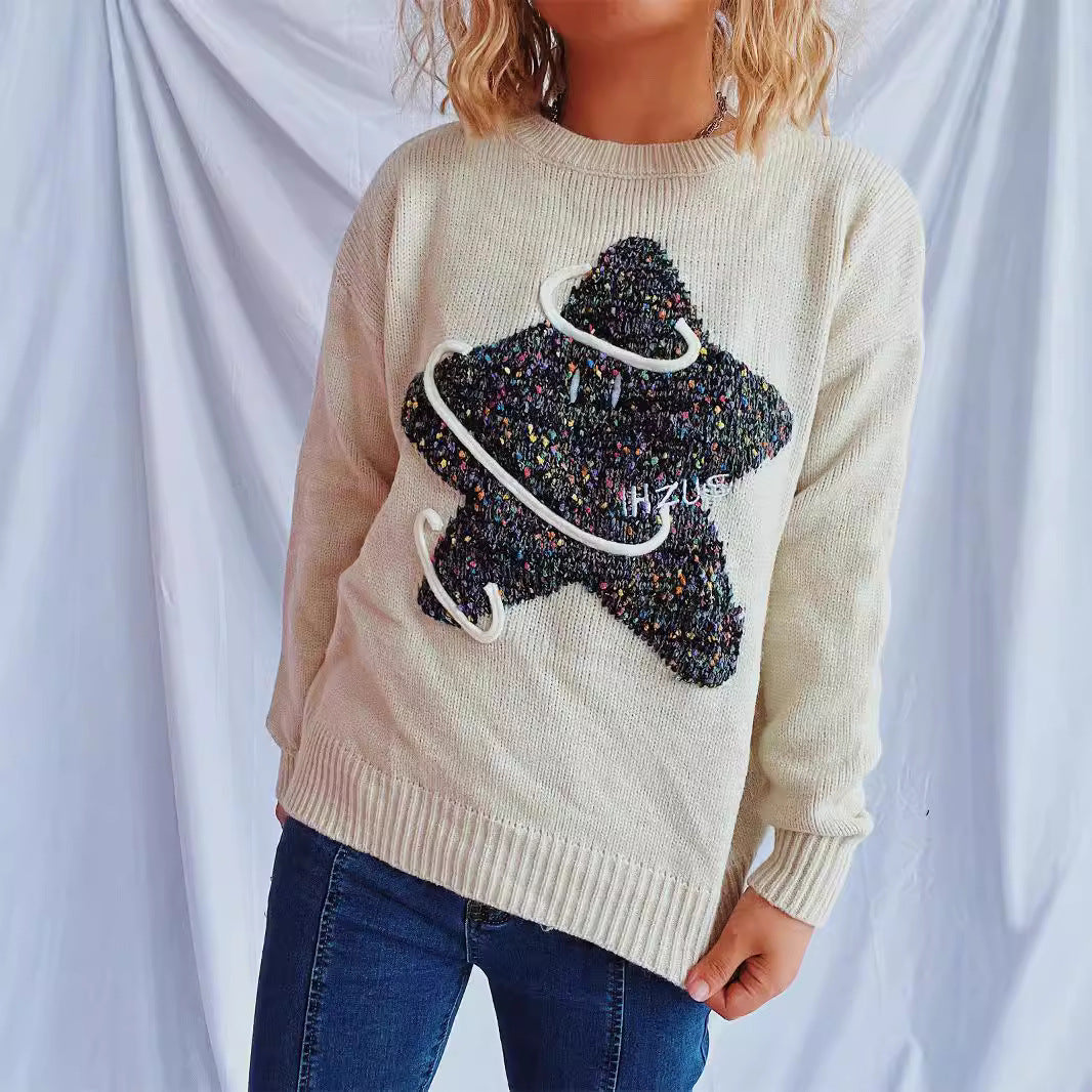 Pull en tricot pour femmes avec motif créatif et coupe décontractée Chic und Stil