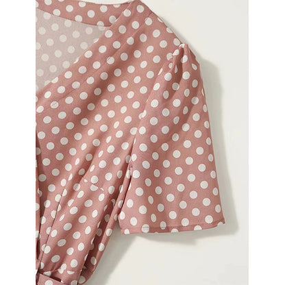 Robe midi portefeuille à pois pour femmes Chic und Stil