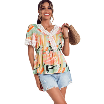 Chemisier femme avec des détails en dentelle et floraux Chic und Stil