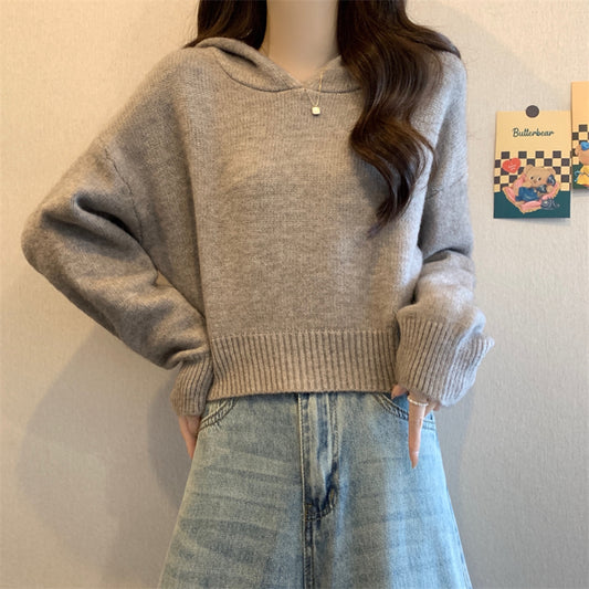 Pull en tricot décontracté à capuche pour femmes avec des manches amples Chic und Stil