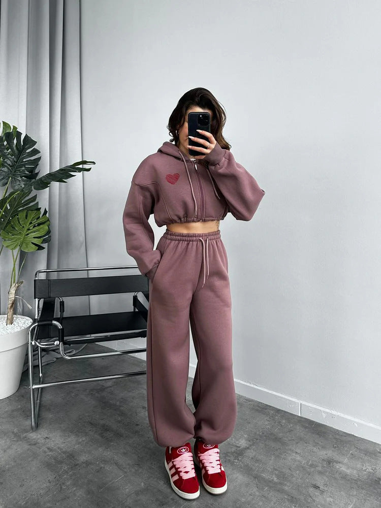 Cropped hoodie sweatshirt set for women and casual jogger pants Chic and Style