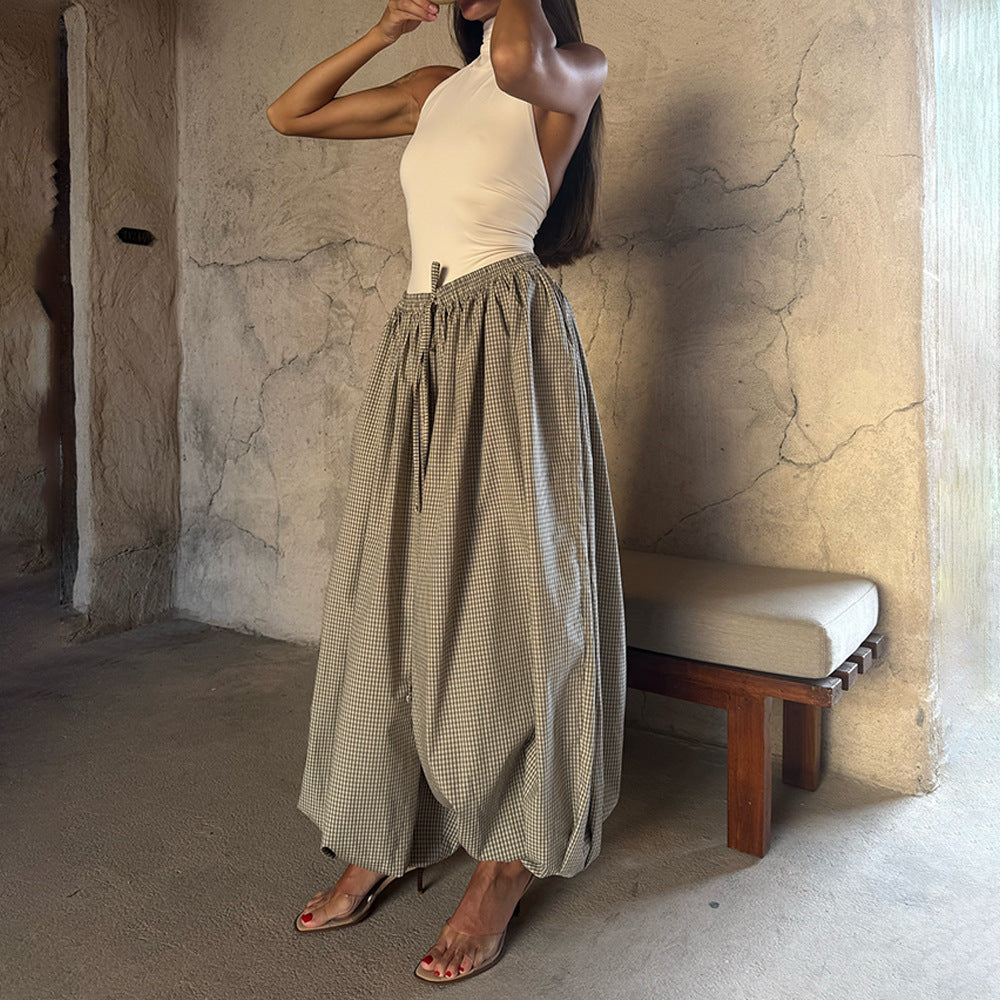 Casual women's pants with a voluminous cut and Vichy pattern Chic und Stil