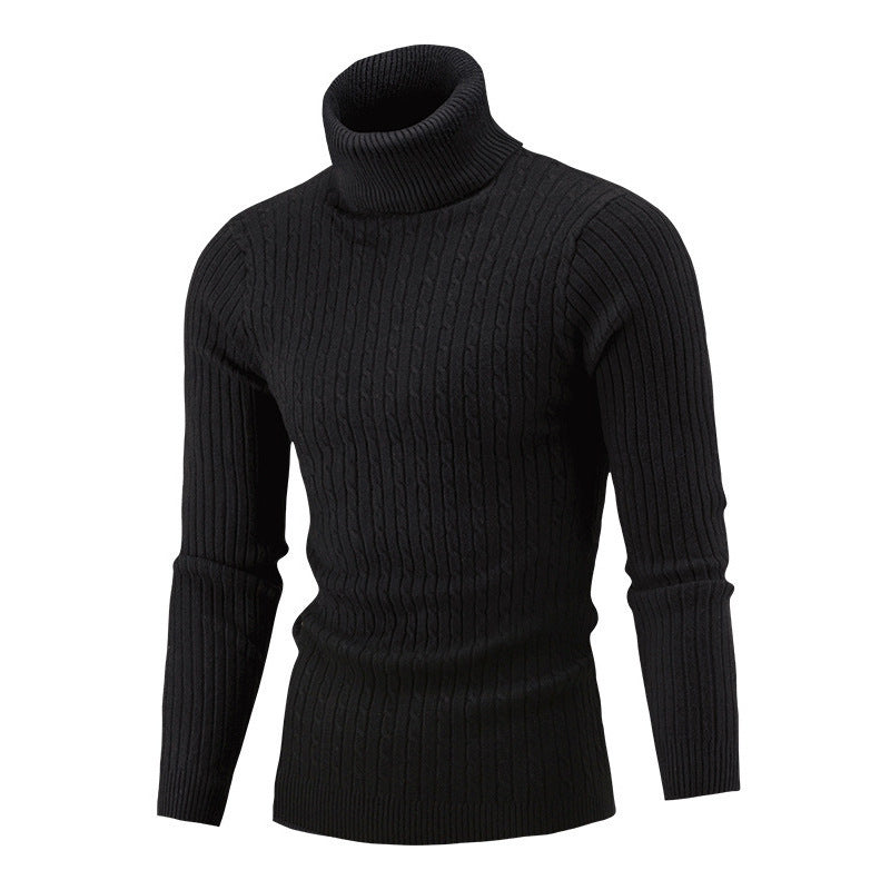 Pull en maille pour hommes à format portrait avec col montant et motif texturé Chic und Stil
