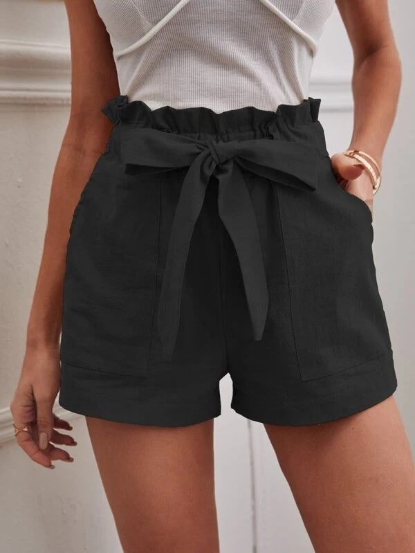 Shorts Tailorés pour Femmes avec Cravate et Poches Pratiques Chic und Stil