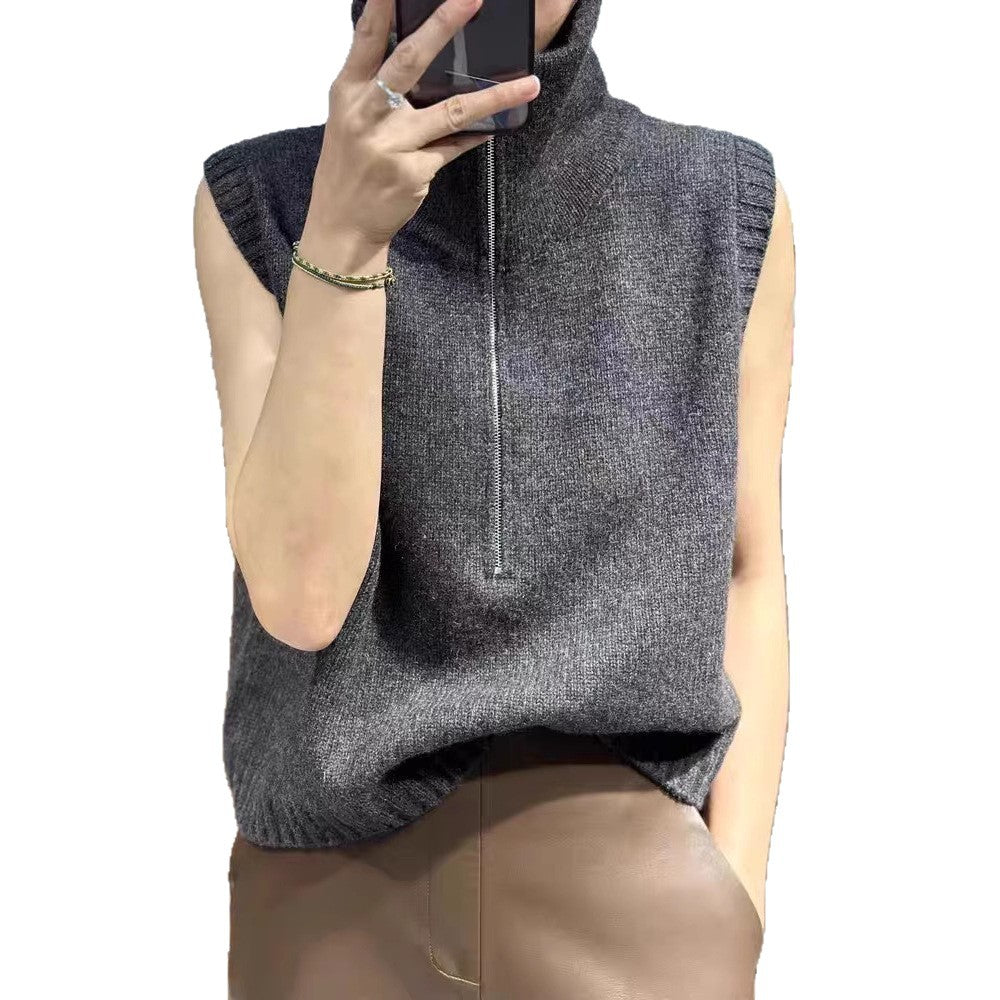 Pull en knit pour femmes avec col montant et fermeture éclair Chic und Stil