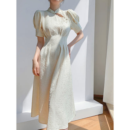 Robe A-Line Éléguente à Manches Bouffantes pour Femmes Chic und Stil
