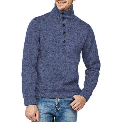 Hommes Pull de haute qualité avec col montant et détail de bouton Chic und Stil