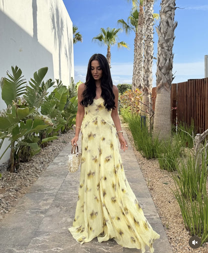 Robe maxi femme avec motif floral et chiffon léger Chic und Stil