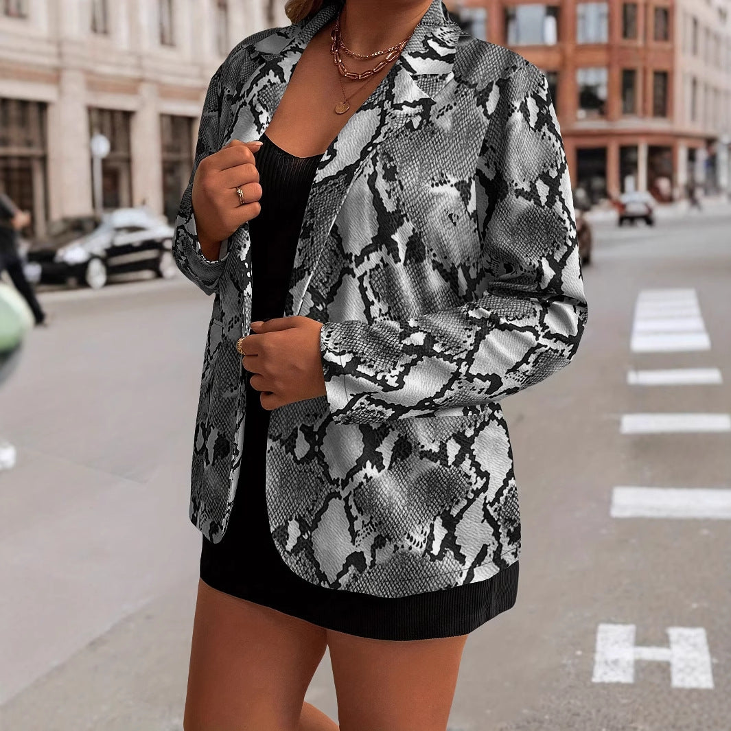 Dames élégant Blazer en design en cuir de serpent Chic und Stil