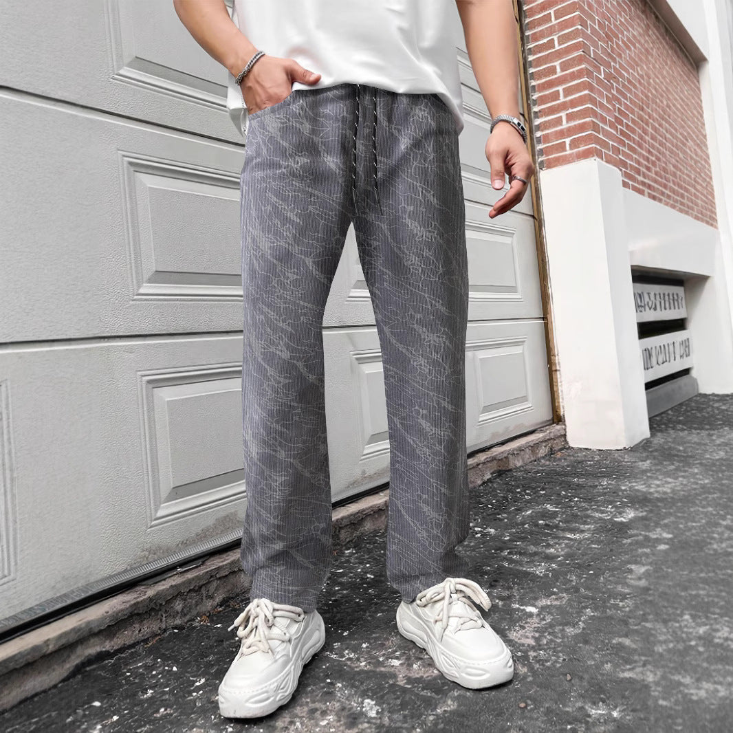 Casual leisure pants for men with elastic waistband and trendy Chic und Stil pattern