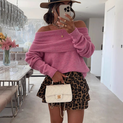 Pull-over décontracté pour femmes à épaules dénudées avec structure côtelée Chic und Stil