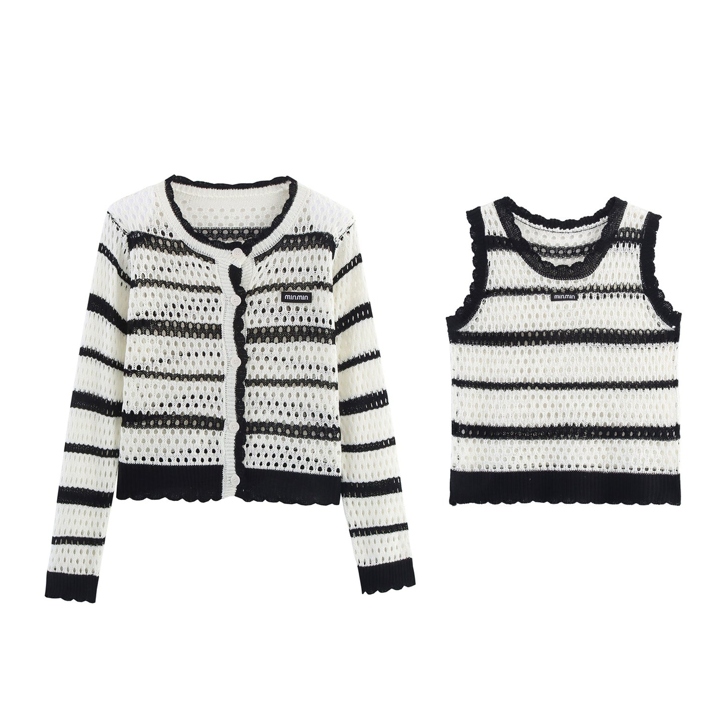 Dames gilet aéré en tricot avec des rayures modernes Chic und Stil