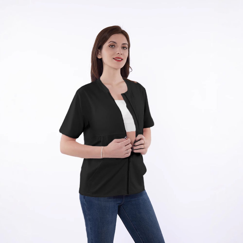 Veste courte sportive pour femmes à manches courtes avec fermeture éclair pratique et coupe décontractée Chic und Stil