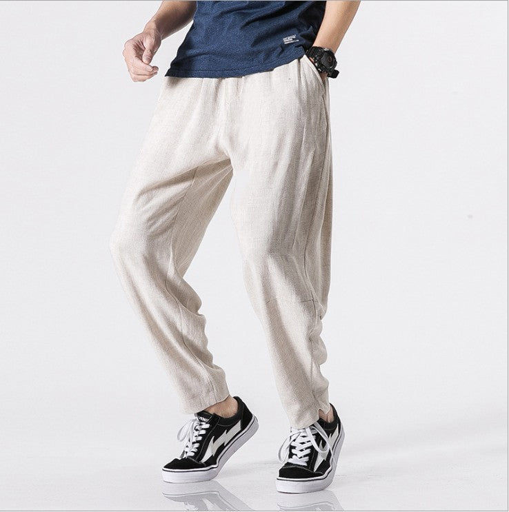 Casual harem pants for men in breathable linen material Chic and Style