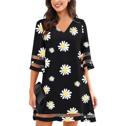 Robe shift à manches décolleté en motif léopard pour femmes Chic und Stil