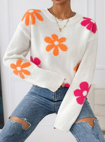 Pull femme avec design floral et encolure ronde Chic und Stil