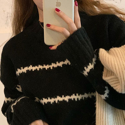 Femme Grand pull en tricot avec rayures modernes Chic und Stil