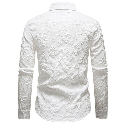 Chemise à manches longues pour hommes avec broderie florale riche en détails Chic und Stil