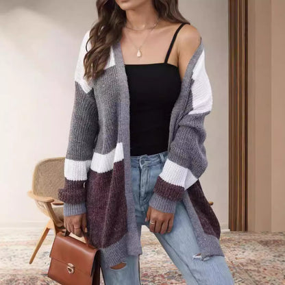 Dames cardigan décontracté avec motif rayé tendance Chic und Stil