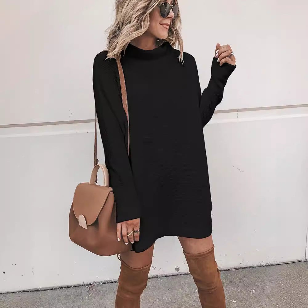Robe en tricot surdimensionnée pour femmes avec col montant et manches bouffantes Chic und Stil