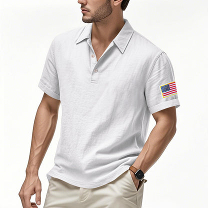Polo sportif pour hommes avec motif de drapeau américain et technologie de régulation de l'humidité Chic und Stil