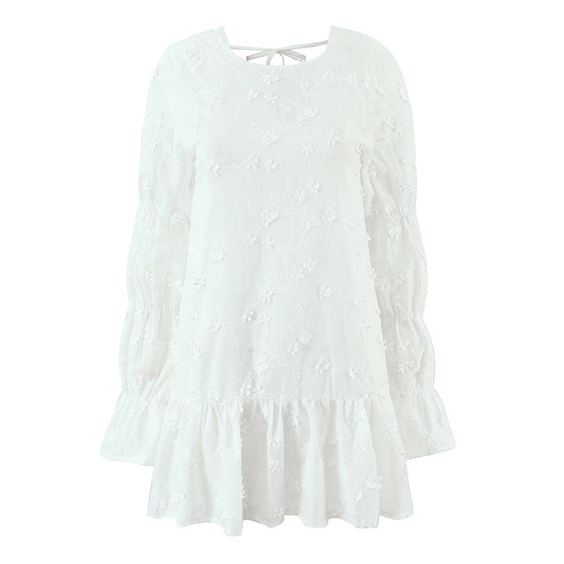 Robe blouse aérienne pour femmes avec broderies florales et manches volantées Chic und Stil