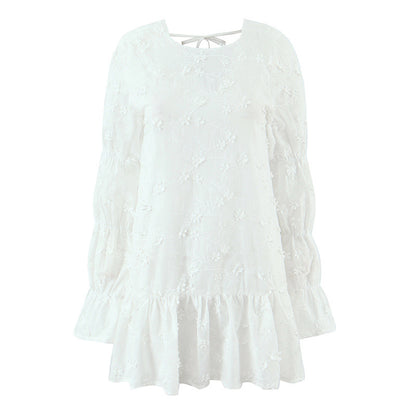 Robe blouse aérienne pour femmes avec broderies florales et manches volantées Chic und Stil