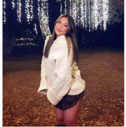 Pull en tricot douillet pour femmes avec un décolleté tendance à épaules dénudées Chic und Stil