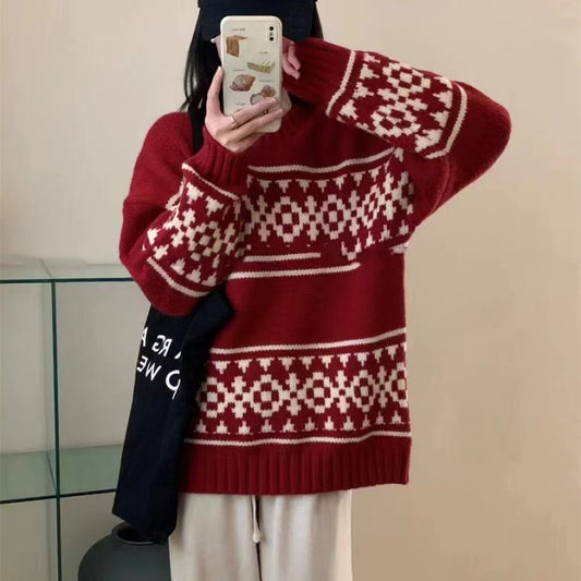 Pull femme en grosse maille avec un motif norvégien frappant Chic und Stil
