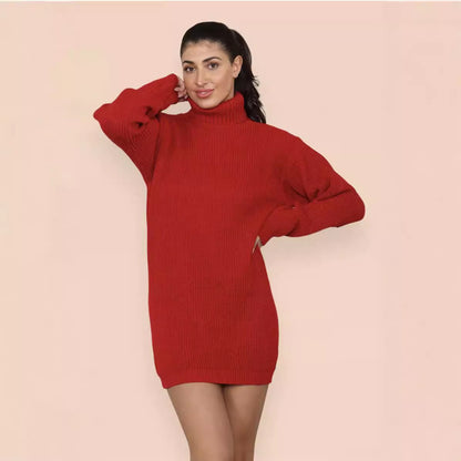 Robe en tricot pour femmes au style surdimensionné avec col montant et design de ribbing décoratif Chic und Stil