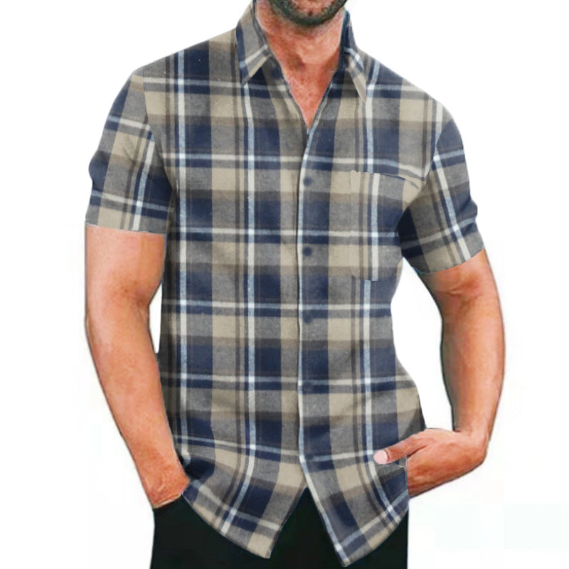 Chemise à carreaux à manches courtes pour hommes avec poches et coupe tendance Chic und Stil