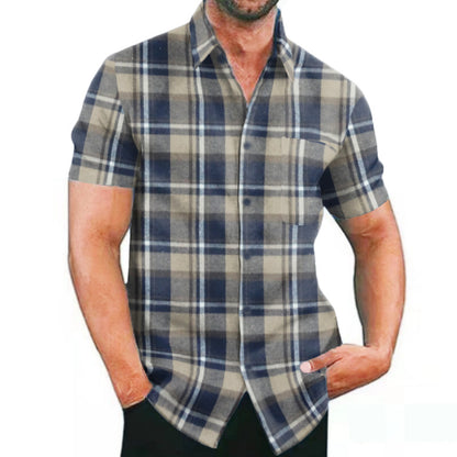 Chemise à carreaux à manches courtes pour hommes avec poches et coupe tendance Chic und Stil