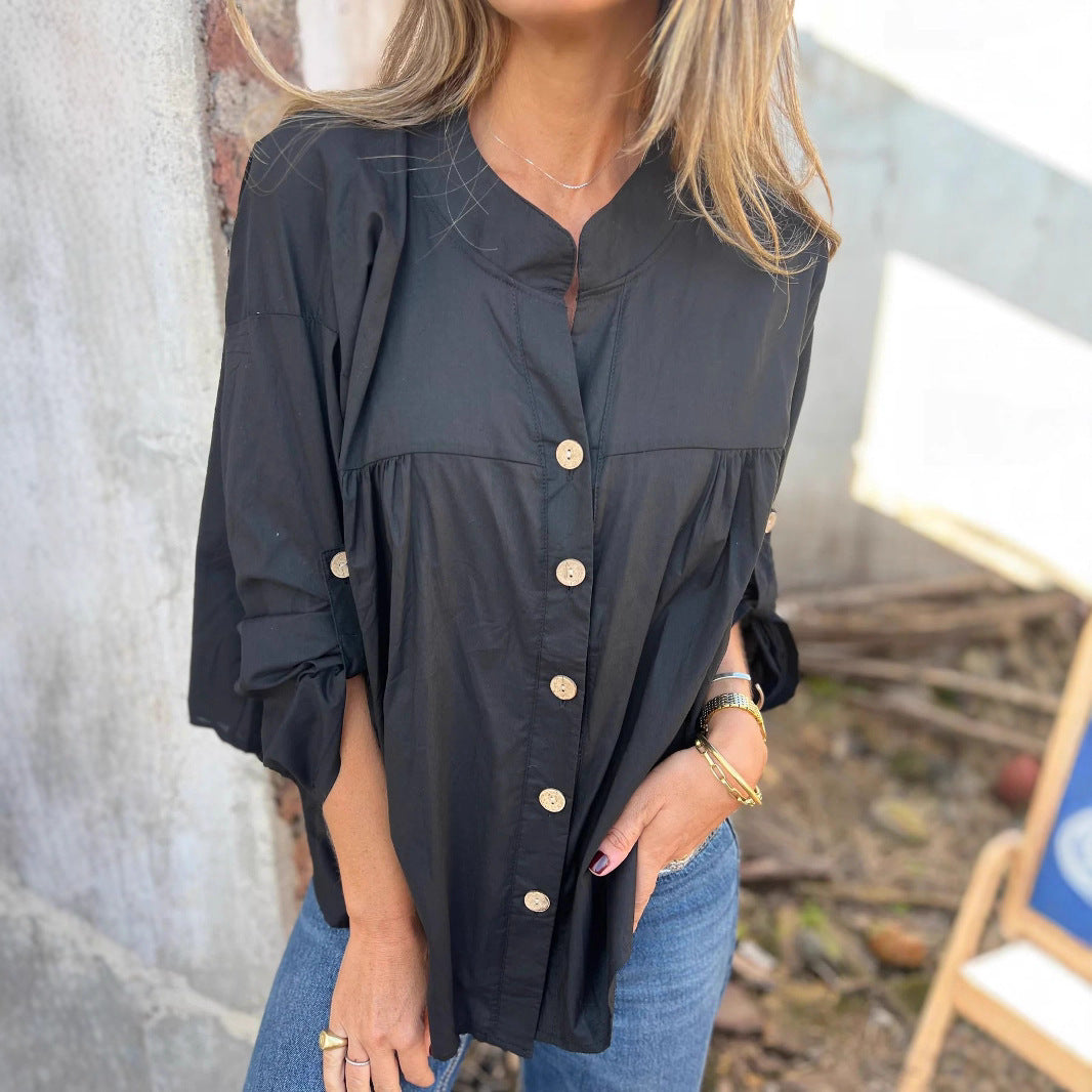 Blouse en coton pour femmes avec fermeture à boutons et coupe confortable Chic und Stil