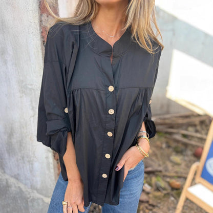 Blouse en coton pour femmes avec fermeture à boutons et coupe confortable Chic und Stil