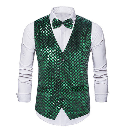 Blazer élégant en sequins pour hommes avec fermeture à nœud assortie Chic und Stil