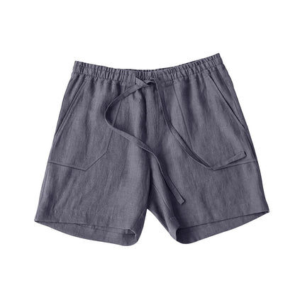 Shorts d'été en lin pour femmes avec taille élastique et poches pratiques Chic und Stil