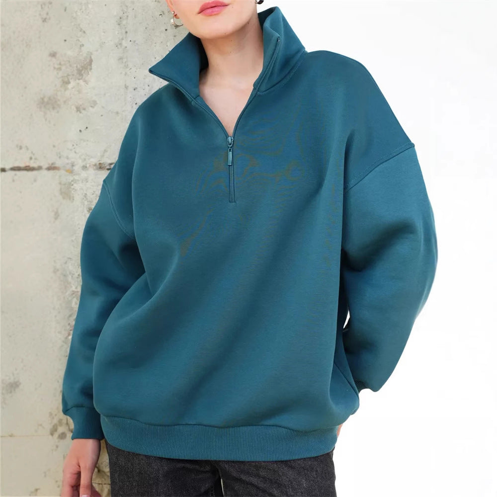 Pull en tricot décontracté pour femme avec col fendu et fermeture éclair Chic und Stil