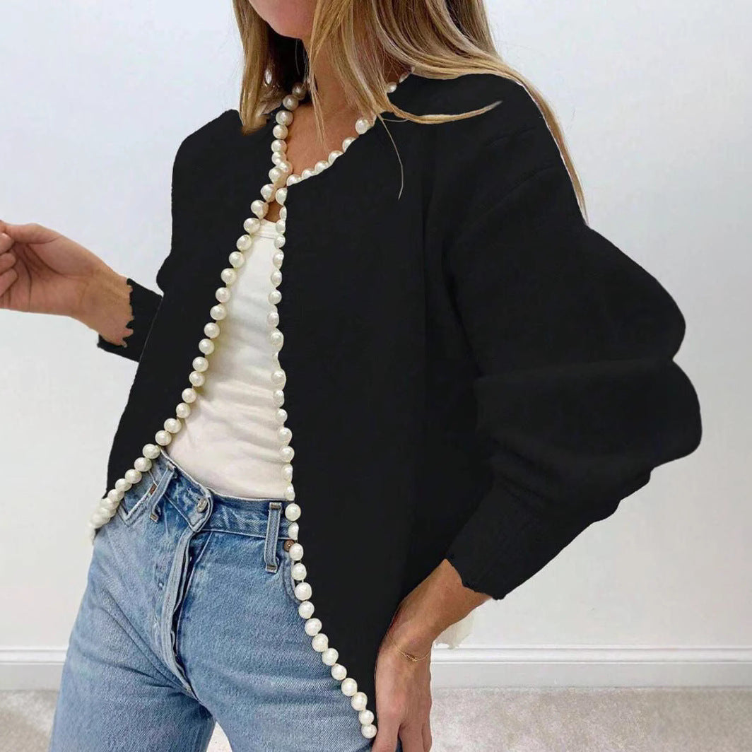 Dame cardigan avec décoration de perles et coupe élégante Chic und Stil