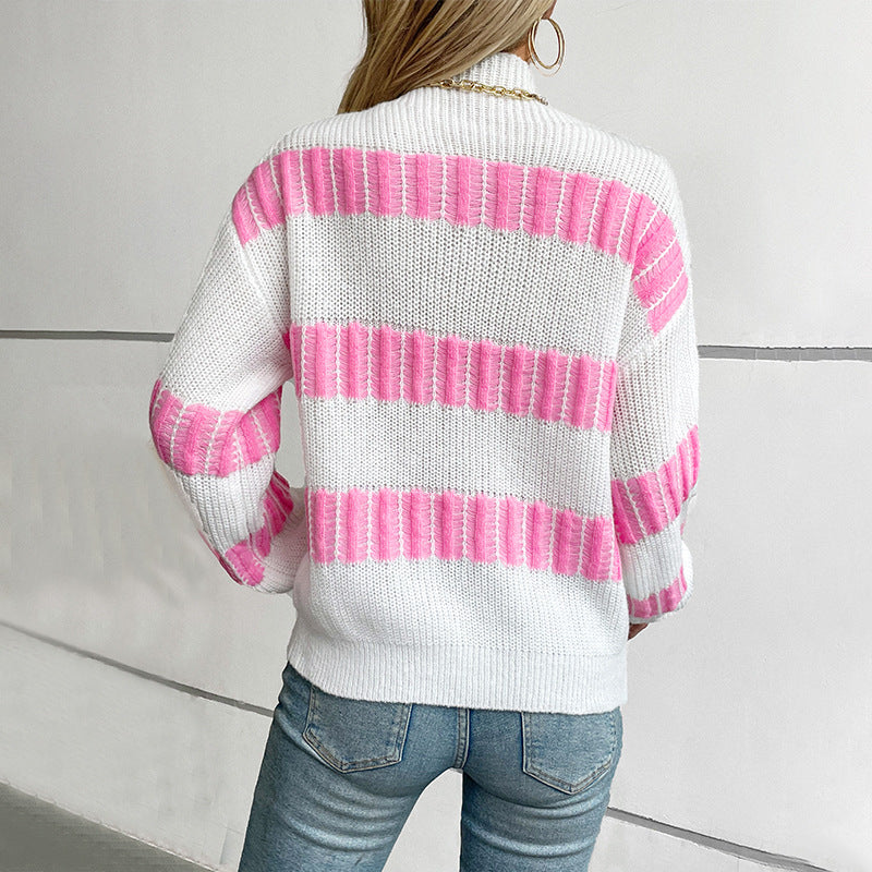 Pull en tricot de haute qualité pour dames avec des rayures finement structurées Chic und Stil