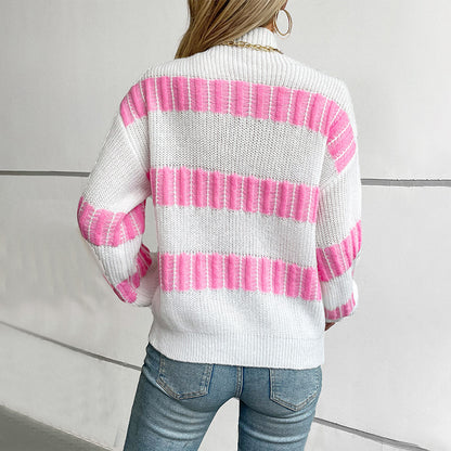 Pull en tricot de haute qualité pour dames avec des rayures finement structurées Chic und Stil